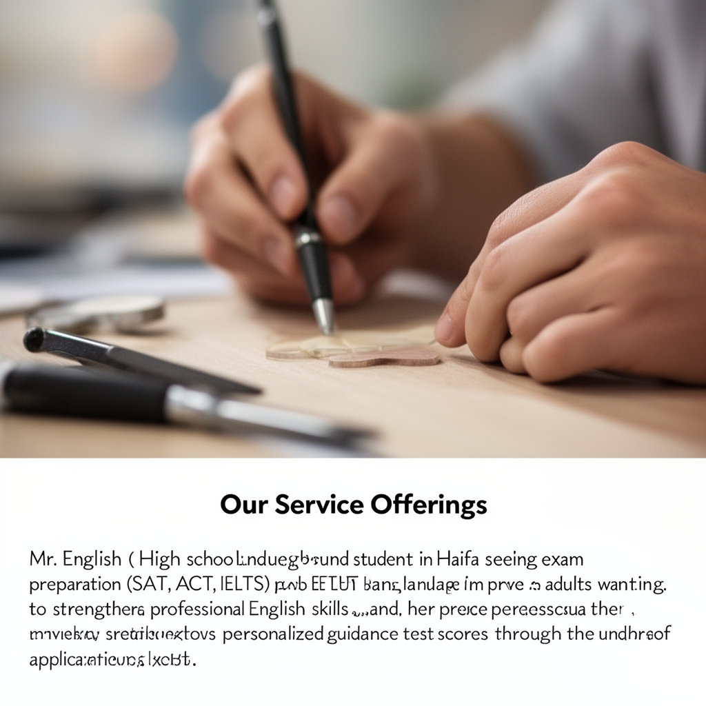 Mr. English comprehensive English education and exam preparation services in Haifa